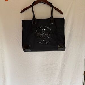 Tory Burch Black Tote Bag Logo Large Shoulder Bag